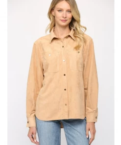 She She Boutique NEW ARRIVALS Faux Suede Shirt - Tan