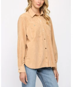 She She Boutique NEW ARRIVALS Faux Suede Shirt - Tan