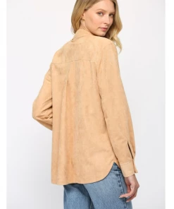 She She Boutique NEW ARRIVALS Faux Suede Shirt - Tan
