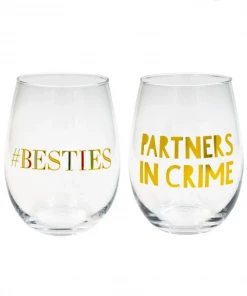 She She Boutique Stemless Wine Glass Set - Besties ACCESSORIES