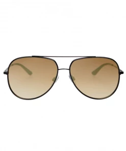 She She Boutique Freyrs Max Aviator Sunglasses - Black/Gold Mirror
