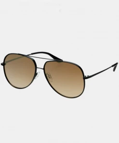 She She Boutique Freyrs Max Aviator Sunglasses - Black/Gold Mirror