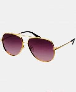 She She Boutique Freyrs Max Aviator Sunglasses - Gold/Purple ACCESSORIES