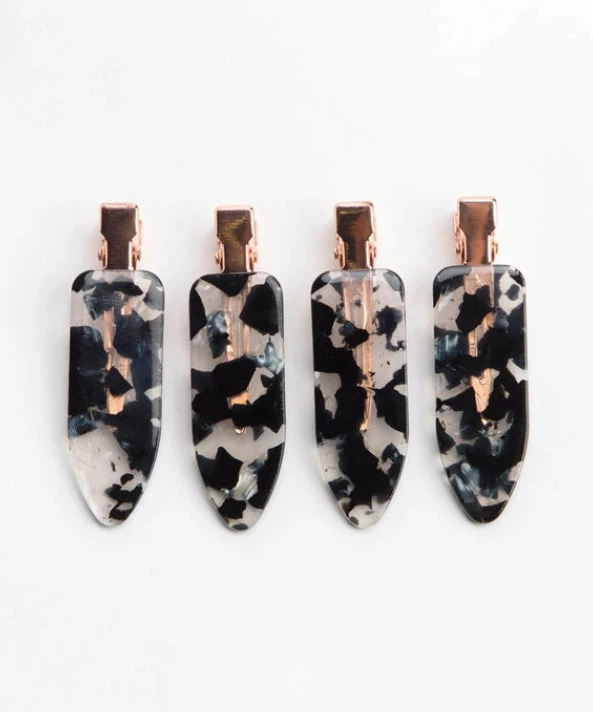 She She Boutique ACCESSORIES Creaseless 4 Piece Hair Clip Set - Black Terrazzo 3 She She Boutique ACCESSORIES Creaseless 4 Piece Hair Clip Set - Black Terrazzo