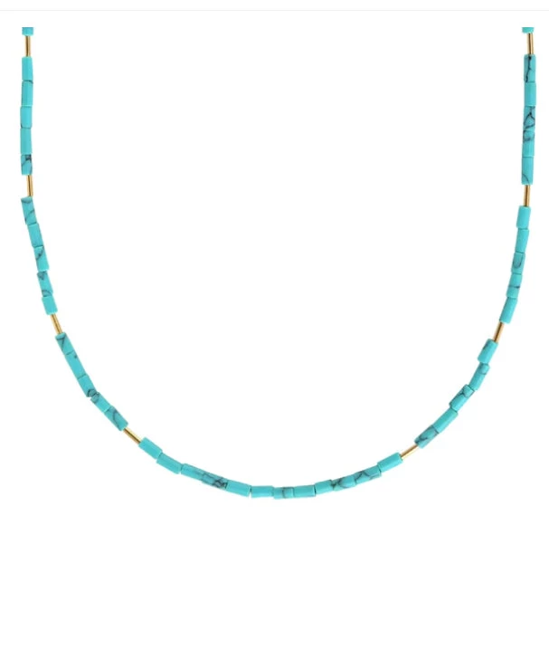She She Boutique JEWELRY Kris Nations Petite Gemstone Heishi Necklace - Turquoise 3 She She Boutique JEWELRY Kris Nations Petite Gemstone Heishi Necklace - Turquoise