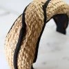 She She Boutique Woven Straw And Fabric Headband - Tan/Black
