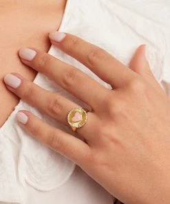 She She Boutique JEWELRY Gorjana Love Cocktail Ring - Gold/Rose Quartz