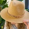 She She Boutique Cuban Chain Straw Hat - Tan 2 She She Boutique Cuban Chain Straw Hat - Tan