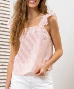 She She Boutique Textured Stripe Top - Orange CLOTHING