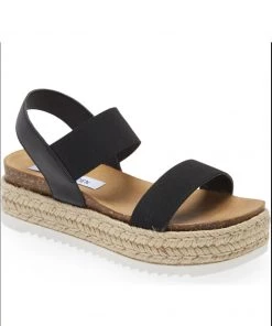 She She Boutique SHOES Steve Madden Jaklin Platform Espadrille Sandals - Black OR Natural Multi