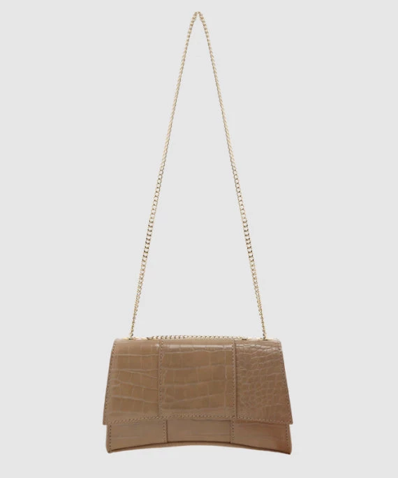 She She Boutique Willow Crossbody Bag - Nude Croc 3 She She Boutique Willow Crossbody Bag - Nude Croc