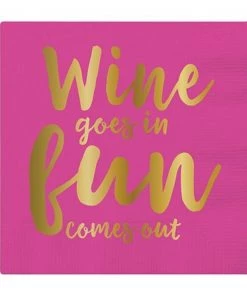 She She Boutique GIFTS Beverage Napkins - Wine Goes In Fun Comes Out