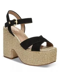 She She Boutique Sam Edelman Trianna Espadrille Platform Sandal - Black SHOES
