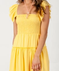 She She Boutique CLOTHING Yudith Smocked Dress - Yellow