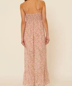 She She Boutique CLOTHING Floral Maxi Dress - Apricot/Pink 9 She She Boutique CLOTHING Floral Maxi Dress - Apricot/Pink