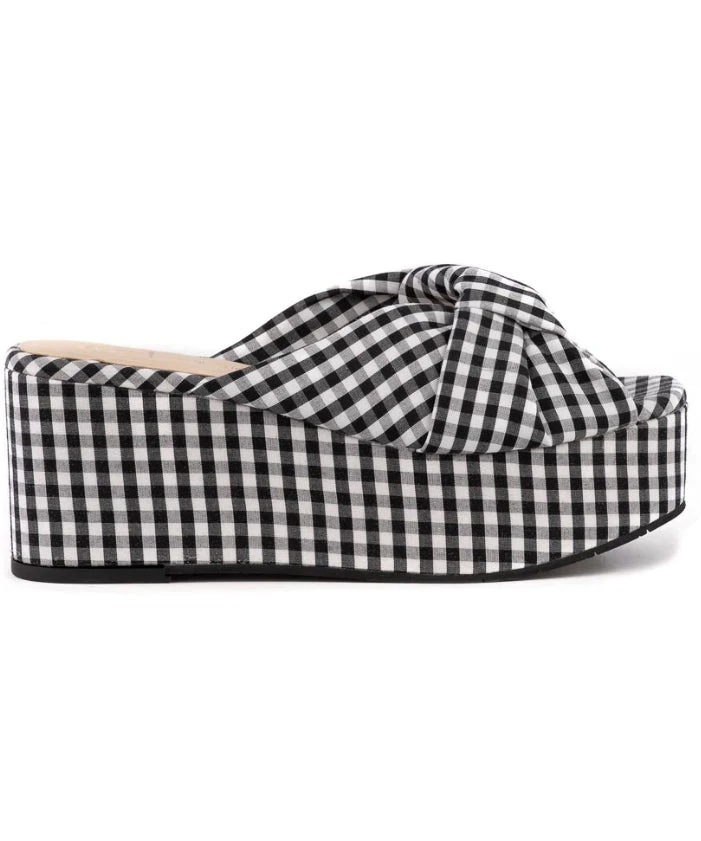 She She Boutique BC Footwear Don't Get It Twisted Platform Sandal - Black/White Gingham 4 She She Boutique BC Footwear Don't Get It Twisted Platform Sandal - Black/White Gingham