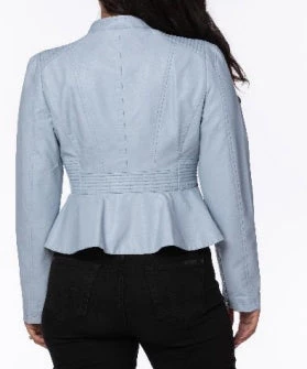 She She Boutique Vegan Leather Moto Jacket - Blue 4 She She Boutique Vegan Leather Moto Jacket - Blue