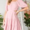 She She Boutique CLOTHING Square Neck Dress - Strawberry Sherbet