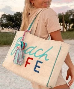 She She Boutique Beach Life Tote Bag - Natural/Multi ACCESSORIES