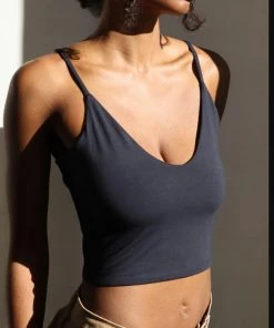 She She Boutique Double Layer Crop Cami - Black OR Light Nude CLOTHING