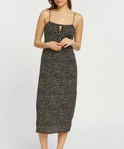 She She Boutique Yola Midi Dress - Black Dotted Daisy CLOTHING