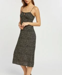 She She Boutique Yola Midi Dress - Black Dotted Daisy CLOTHING