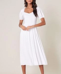 She She Boutique Alessi Midi Dress - White CLOTHING