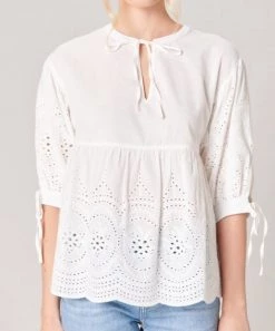 She She Boutique Merida Eyelet Top - White CLOTHING