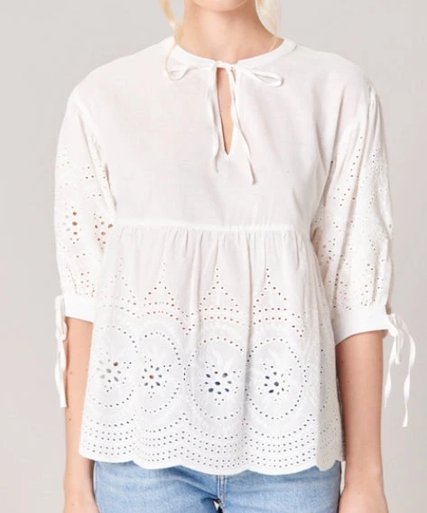 She She Boutique Merida Eyelet Top - White CLOTHING 3 She She Boutique Merida Eyelet Top - White CLOTHING