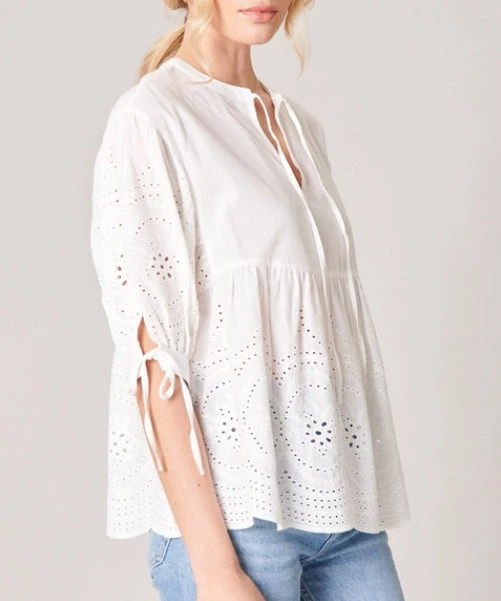 She She Boutique Merida Eyelet Top - White CLOTHING 4 She She Boutique Merida Eyelet Top - White CLOTHING