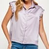 She She Boutique Satin Blouse - Lavender