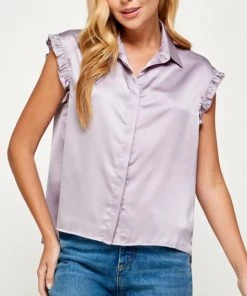 She She Boutique Satin Blouse - Lavender
