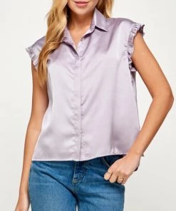 She She Boutique Satin Blouse - Lavender