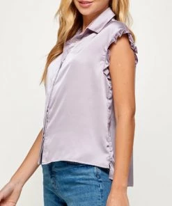 She She Boutique Satin Blouse - Lavender