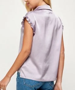 She She Boutique Satin Blouse - Lavender