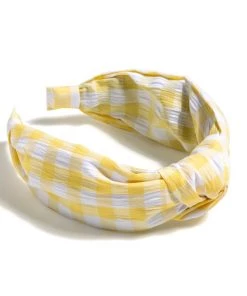 She She Boutique Knotted Gingham Headband - Yellow