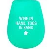 She She Boutique GIFTS Stemless Silicone Wine Glass - Wine In Hand, Toes In Sand