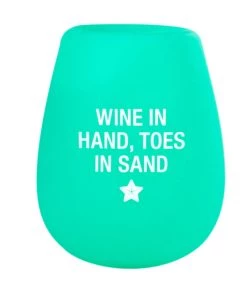 She She Boutique GIFTS Stemless Silicone Wine Glass - Wine In Hand, Toes In Sand