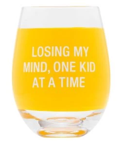 She She Boutique Stemless Wine Glass - Losing My Mind, One Kid At A Time