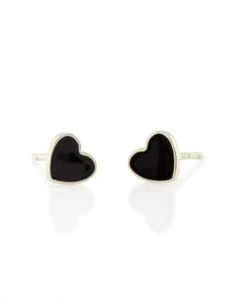 She She Boutique Kris Nations Petite Heart Enamel Studs - Black/Silver JEWELRY
