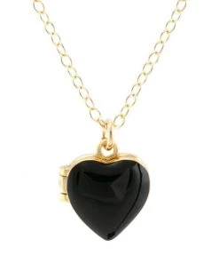 She She Boutique Kris NationsHeart Locket Enamel Necklace - Gold/Black JEWELRY