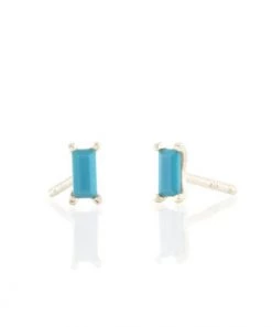 She She Boutique Kris Nations Turquoise Baguette Studs - Gold OR Silver JEWELRY