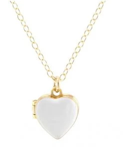 She She Boutique JEWELRY Kris Nations Heart Locket Enamel Necklace - White, Pink OR Turquoise