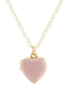 She She Boutique JEWELRY Kris Nations Heart Locket Enamel Necklace - White, Pink OR Turquoise