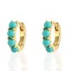 She She Boutique Kris Nations Turquoise Huggie Hoops - Gold