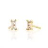 She She Boutique Kris Nations White Topaz Baguette Stud Earrings - Gold OR Silver JEWELRY