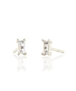She She Boutique Kris Nations White Topaz Baguette Stud Earrings - Gold OR Silver JEWELRY
