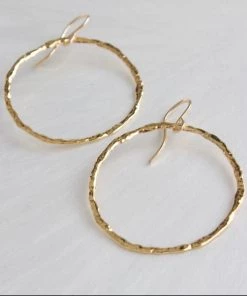 She She Boutique Organic Hammered Hoop Earrings - Gold JEWELRY