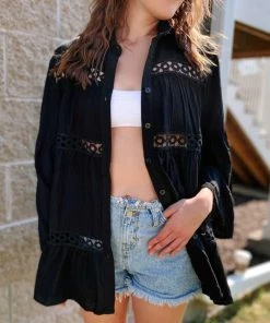 She She Boutique Sunny Days Beach Shirt - Black