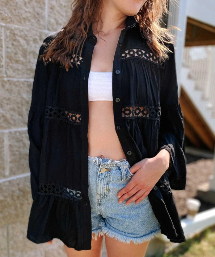 She She Boutique Sunny Days Beach Shirt - Black 3 She She Boutique Sunny Days Beach Shirt - Black